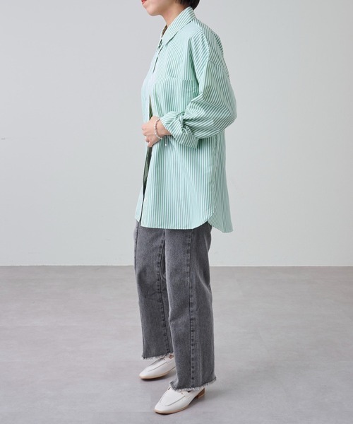 COLONY 2139（コロニートゥーワンスリーナイン）の「【新色追加】ストライプ長袖シャツ / カラーストライプビッグシャツ（シャツ/ブラウス・レディース・ブルー/グリーン/ブルー系その他/ピンク/オレンジ・FREE）」の10枚目の写真