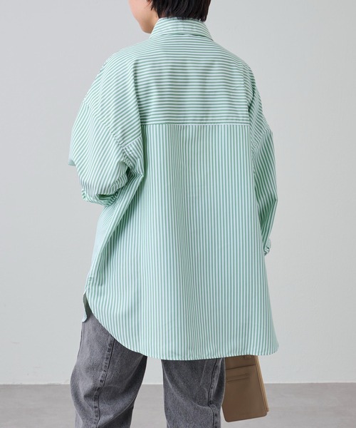 COLONY 2139（コロニートゥーワンスリーナイン）の「【新色追加】ストライプ長袖シャツ / カラーストライプビッグシャツ（シャツ/ブラウス・レディース・ブルー/グリーン/ブルー系その他/ピンク/オレンジ・FREE）」の8枚目の写真