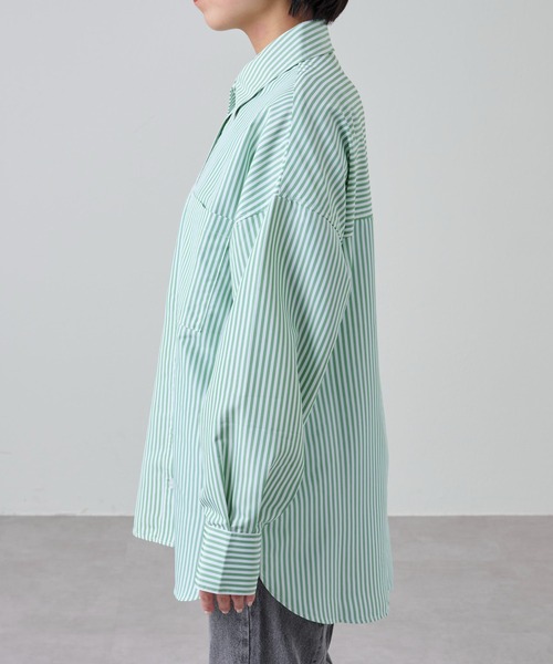 COLONY 2139（コロニートゥーワンスリーナイン）の「【新色追加】ストライプ長袖シャツ / カラーストライプビッグシャツ（シャツ/ブラウス・レディース・ブルー/グリーン/ブルー系その他/ピンク/オレンジ・FREE）」の21枚目の写真
