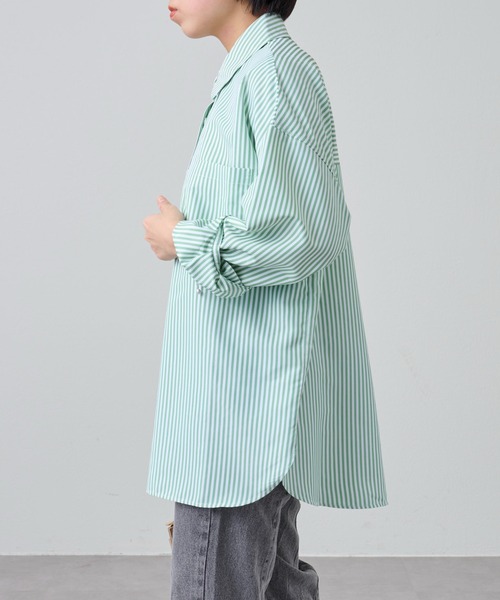 COLONY 2139（コロニートゥーワンスリーナイン）の「【新色追加】ストライプ長袖シャツ / カラーストライプビッグシャツ（シャツ/ブラウス・レディース・ブルー/グリーン/ブルー系その他/ピンク/オレンジ・FREE）」の7枚目の写真