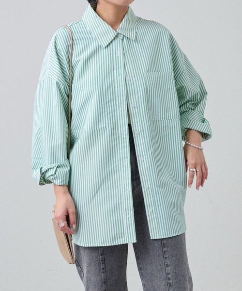 COLONY 2139（コロニートゥーワンスリーナイン）の「【新色追加】ストライプ長袖シャツ / カラーストライプビッグシャツ（シャツ/ブラウス・レディース・ブルー/グリーン/ブルー系その他/ピンク/オレンジ・FREE）」の6枚目の写真