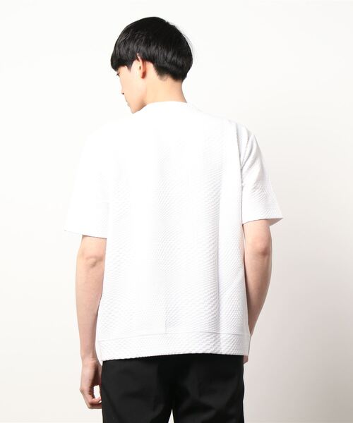 MONSIEUR NICOLE（ムッシュニコル）の「ジオメトリック柄 ジャカードカットソー（Tシャツ/カットソー・メンズ・ホワイト/ブラック/ピンク・MEDIUM/LARGE/X-LARGE）」の5枚目の写真