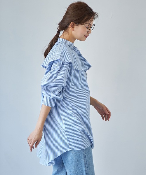 each(イーチ)の「2wayビッグカラーフリルシャツ【セパレート】(シャツ/ブラウス・レディース・ホワイト/ブラック/ブルー/グリーン・FREE)」の6枚目の写真