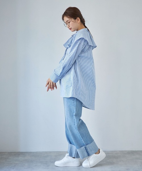 each(イーチ)の「2wayビッグカラーフリルシャツ【セパレート】(シャツ/ブラウス・レディース・ホワイト/ブラック/ブルー/グリーン・FREE)」の9枚目の写真