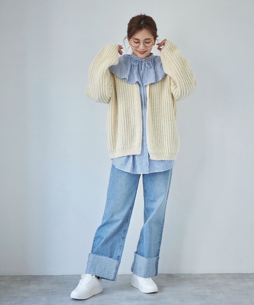 each(イーチ)の「2wayビッグカラーフリルシャツ【セパレート】(シャツ/ブラウス・レディース・ホワイト/ブラック/ブルー/グリーン・FREE)」の14枚目の写真