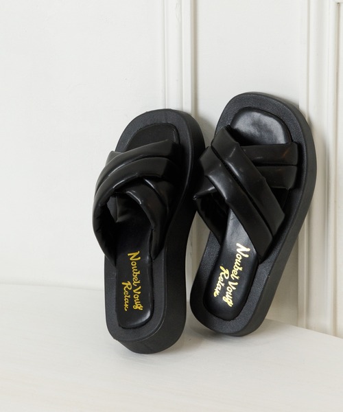 Noubel Voug Relax（ヌーベルヴォーグリラックス）の「ボリュームクロス厚底パデットサンダル（サンダル・レディース・ホワイト/ブラック/サックスブルー・S/M/L/LL）」の2枚目の写真