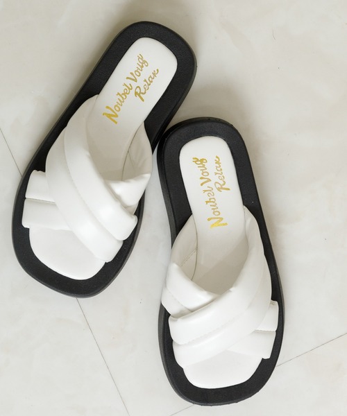 Noubel Voug Relax（ヌーベルヴォーグリラックス）の「ボリュームクロス厚底パデットサンダル（サンダル・レディース・ホワイト/ブラック/サックスブルー・S/M/L/LL）」の11枚目の写真