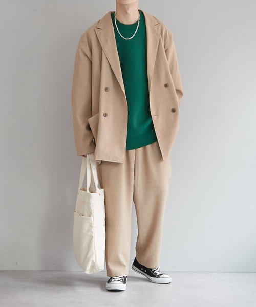 DISCOAT（ディスコート）の「テックリネンWブレストシャツジャケット（テーラードジャケット・レディース・チャコールグレー/ベージュ/ライトグレー・FREE）」の4枚目の写真