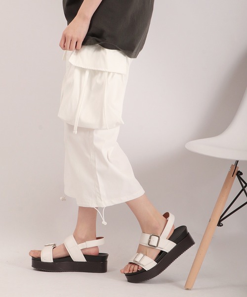 SUGGESTION（サジェッション）の「SUGGESTION ワイドカーゴクロップドパンツ（カーゴパンツ・メンズ・グレイッシュベージュ/ブラック/ホワイト・M/L）」の12枚目の写真