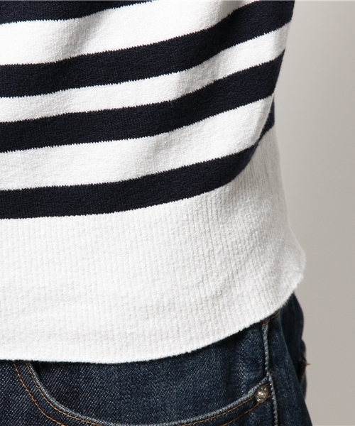 EDIFICE（エディフィス）の「◇コットン×ポリ ストレッチニット（ニット/セーター・メンズ・チャコールグレー/ホワイト/その他2/ネイビー・44/48/46）」の6枚目の写真