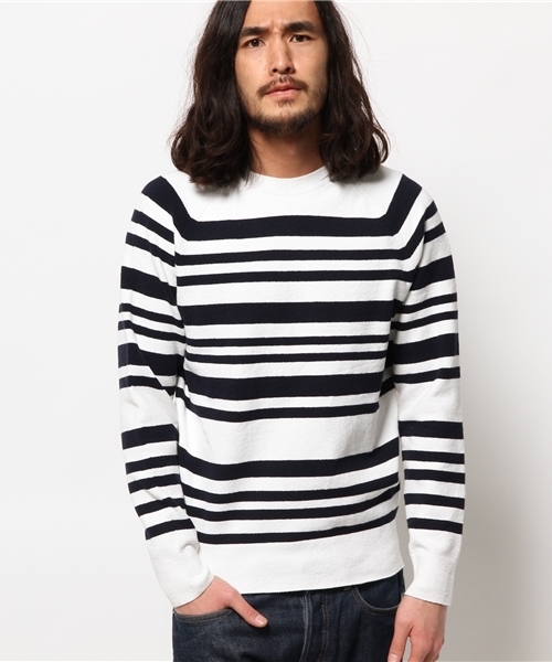 EDIFICE（エディフィス）の「◇コットン×ポリ ストレッチニット（ニット/セーター・メンズ・チャコールグレー/ホワイト/その他2/ネイビー・44/48/46）」の8枚目の写真