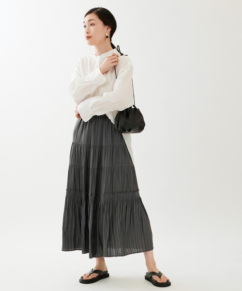 journal standard L'essage(ジャーナルスタンダードレサージュ)の「シャーリングティアードスカート(スカート・レディース・グレー/ベージュ系その他/ブルー系その他・FREE)」の7枚目の写真