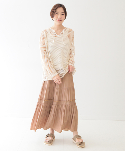 journal standard L'essage(ジャーナルスタンダードレサージュ)の「シャーリングティアードスカート(スカート・レディース・グレー/ベージュ系その他/ブルー系その他・FREE)」の13枚目の写真
