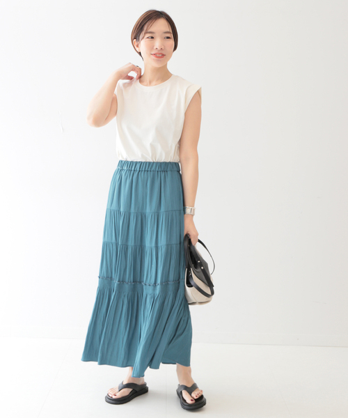 journal standard L'essage(ジャーナルスタンダードレサージュ)の「シャーリングティアードスカート(スカート・レディース・グレー/ベージュ系その他/ブルー系その他・FREE)」の20枚目の写真