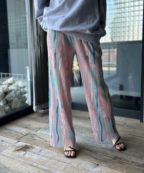 Kotoe（コトエ）の「【セルフカット可能】 レディース カラー マーブル柄 デザイン プリーツパンツ（その他パンツ・レディース・ブラック/ピンク/イエロー/ライトパープル/ライトブラック/ライトグリーン・L/M/FREE）」の21枚目の写真