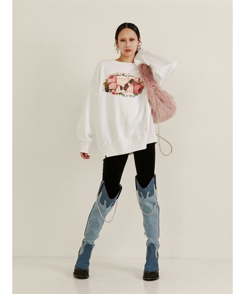 PAMEO POSE(パメオポーズ)の「Aisance Life Sweat Shirts(スウェット・レディース・ホワイト/ブラック/グリーン・FREE)」の7枚目の写真