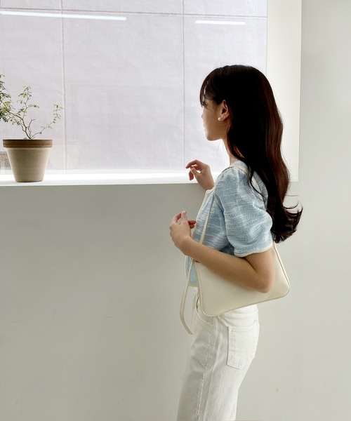 by muni:r（バイ ムニール）の「ツイード配色キャミソール＋カーディガンセット（カーディガン/ボレロ・レディース・ブラック/ブルー/アイボリー・FREE）」の7枚目の写真