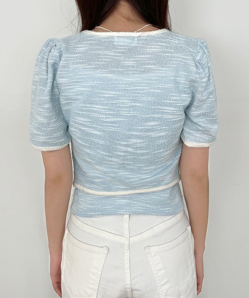 by muni:r（バイ ムニール）の「ツイード配色キャミソール＋カーディガンセット（カーディガン/ボレロ・レディース・ブラック/ブルー/アイボリー・FREE）」の17枚目の写真