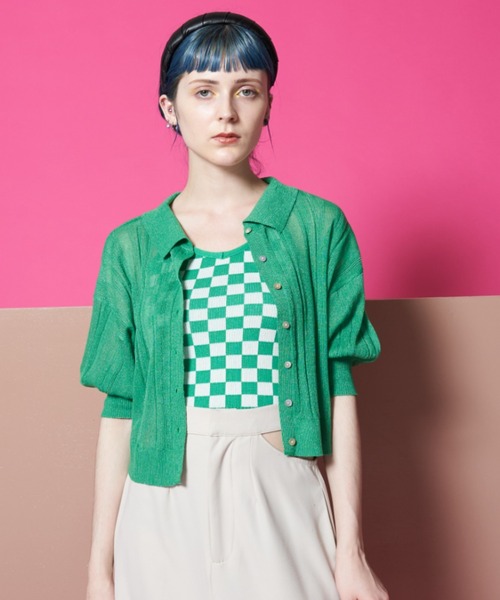 Solace（ソレイス）の「配色チェックベアキャミ（キャミソール・レディース・イエロー/グリーン・FREE）」の21枚目の写真