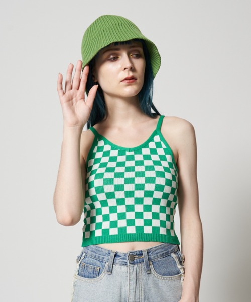 Solace（ソレイス）の「配色チェックベアキャミ（キャミソール・レディース・イエロー/グリーン・FREE）」の4枚目の写真