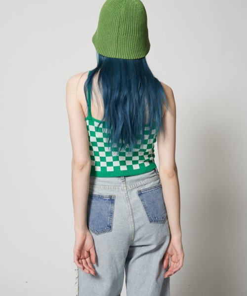 Solace（ソレイス）の「配色チェックベアキャミ（キャミソール・レディース・イエロー/グリーン・FREE）」の7枚目の写真