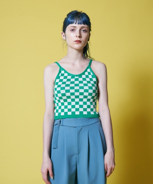 Solace（ソレイス）の「配色チェックベアキャミ（キャミソール・レディース・イエロー/グリーン・FREE）」の9枚目の写真