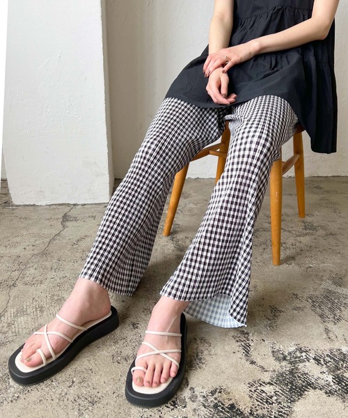 LIAN（リアン）の「ギンガムチェックプリーツパンツ（その他パンツ・レディース・ブラック/グリーン・FREE）」の9枚目の写真