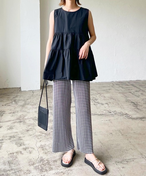 LIAN（リアン）の「ギンガムチェックプリーツパンツ（その他パンツ・レディース・ブラック/グリーン・FREE）」の7枚目の写真