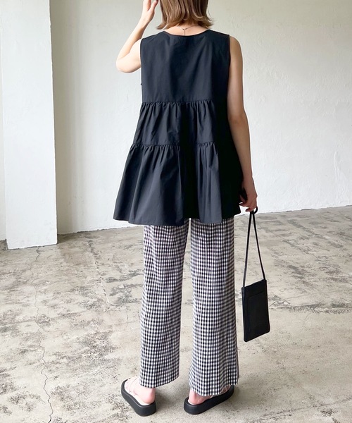 LIAN（リアン）の「ギンガムチェックプリーツパンツ（その他パンツ・レディース・ブラック/グリーン・FREE）」の3枚目の写真