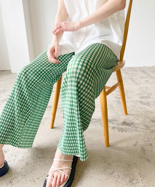 LIAN（リアン）の「ギンガムチェックプリーツパンツ（その他パンツ・レディース・ブラック/グリーン・FREE）」の10枚目の写真