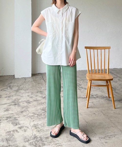 LIAN（リアン）の「ギンガムチェックプリーツパンツ（その他パンツ・レディース・ブラック/グリーン・FREE）」の8枚目の写真