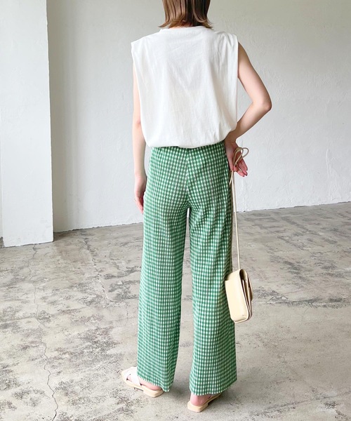 LIAN（リアン）の「ギンガムチェックプリーツパンツ（その他パンツ・レディース・ブラック/グリーン・FREE）」の4枚目の写真