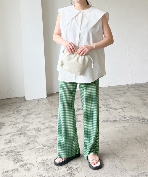 LIAN（リアン）の「ギンガムチェックプリーツパンツ（その他パンツ・レディース・ブラック/グリーン・FREE）」の16枚目の写真