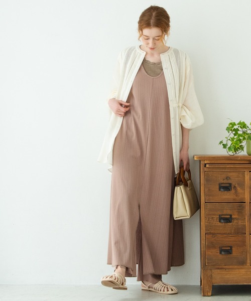 Crisp（クリスプ）の「リブカットフレアワンピース（ワンピース・レディース・ブラウン/ピンク・FREE）」の2枚目の写真