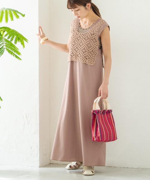 Crisp（クリスプ）の「リブカットフレアワンピース（ワンピース・レディース・ブラウン/ピンク・FREE）」の13枚目の写真