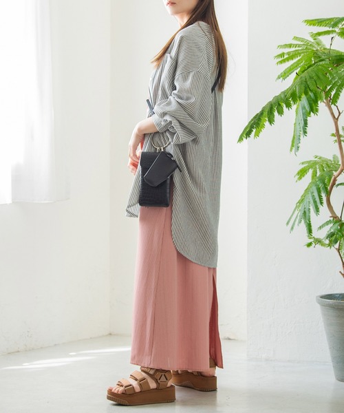 Crisp（クリスプ）の「リブカットフレアワンピース（ワンピース・レディース・ブラウン/ピンク・FREE）」の3枚目の写真