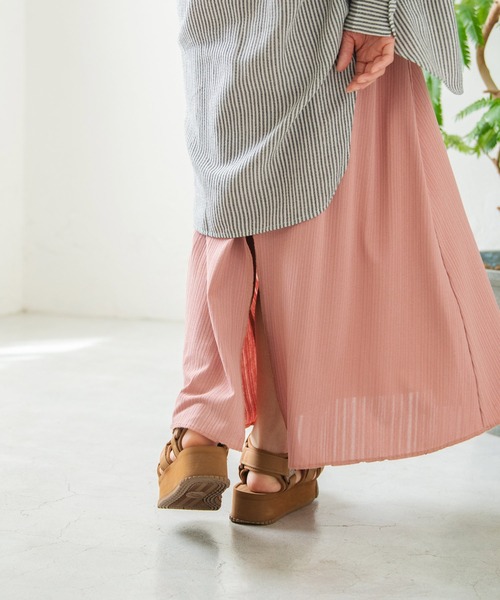 Crisp（クリスプ）の「リブカットフレアワンピース（ワンピース・レディース・ブラウン/ピンク・FREE）」の5枚目の写真