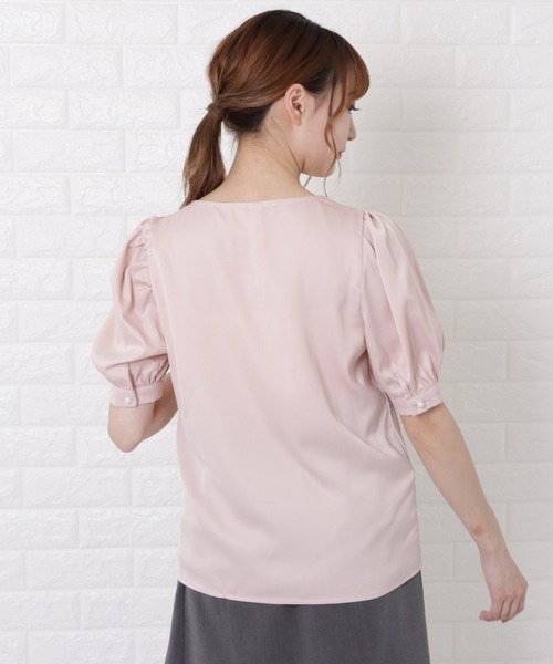 Lace Ladies(レースレディース)の「パールチェーンVネック半袖ブラウス(シャツ/ブラウス・レディース・ピンク/ホワイト・L/M/S)」の7枚目の写真