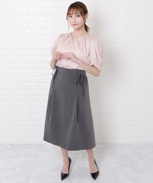 Lace Ladies(レースレディース)の「パールチェーンVネック半袖ブラウス(シャツ/ブラウス・レディース・ピンク/ホワイト・L/M/S)」の9枚目の写真