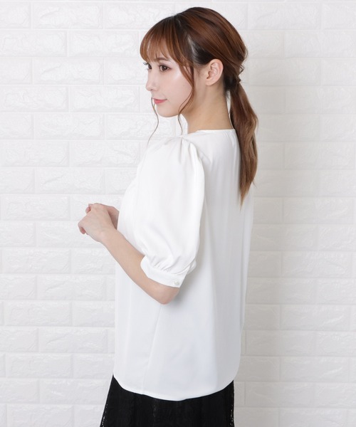 Lace Ladies(レースレディース)の「パールチェーンVネック半袖ブラウス(シャツ/ブラウス・レディース・ピンク/ホワイト・L/M/S)」の15枚目の写真