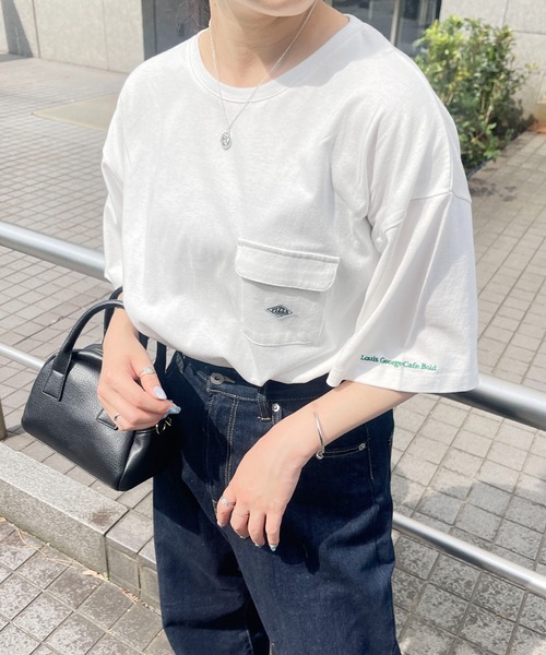 PairPair（ペアペア）の「ポケット付きTEE(ユニセックス)（Tシャツ/カットソー・メンズ・ネイビー/オフホワイト/ボルドー/モカ・MEDIUM/LARGE）」の2枚目の写真