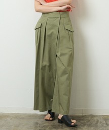 アシンメトリー ラップ風 ワイドタックパンツ