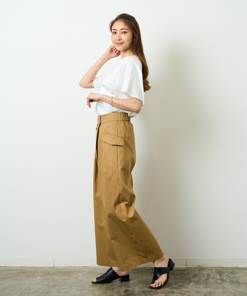 HERENCIA（ヘレンチア）の「アシンメトリー ラップ風 ワイドタックパンツ（その他パンツ・レディース・ベージュ/ライトカーキ・MEDIUM）」の21枚目の写真