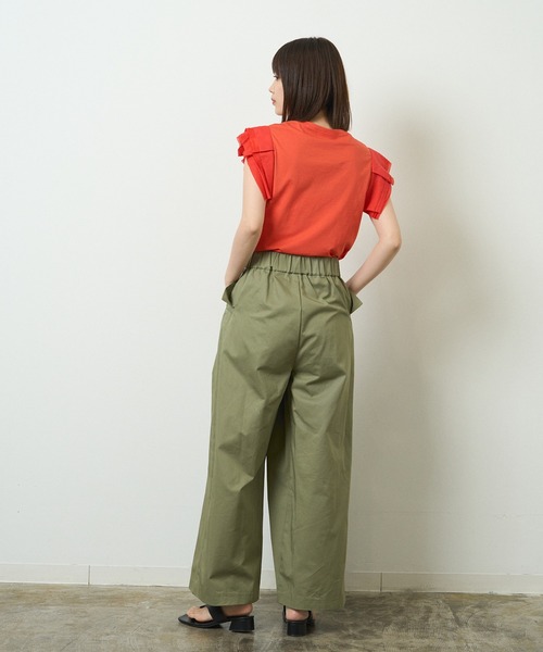 HERENCIA（ヘレンチア）の「アシンメトリー ラップ風 ワイドタックパンツ（その他パンツ・レディース・ベージュ/ライトカーキ・MEDIUM）」の5枚目の写真