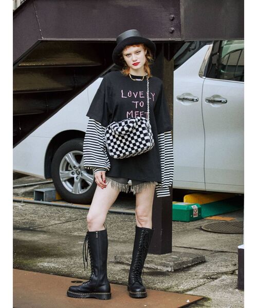 jouetie（ジュエティ）の「レイヤースリーブトップス（Tシャツ/カットソー・レディース・ブラック/パープル/オフホワイト/ブルー・MEDIUM）」の8枚目の写真