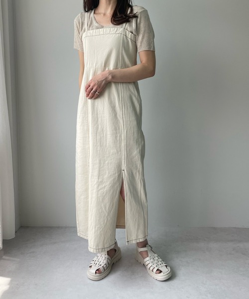 LE MORE（リモア）の「デニムキャミワンピ（ワンピース・レディース・ネイビー/ブラック/アイボリー・FREE）」の2枚目の写真