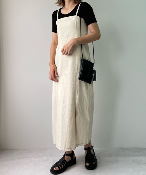 LE MORE（リモア）の「デニムキャミワンピ（ワンピース・レディース・ネイビー/ブラック/アイボリー・FREE）」の16枚目の写真