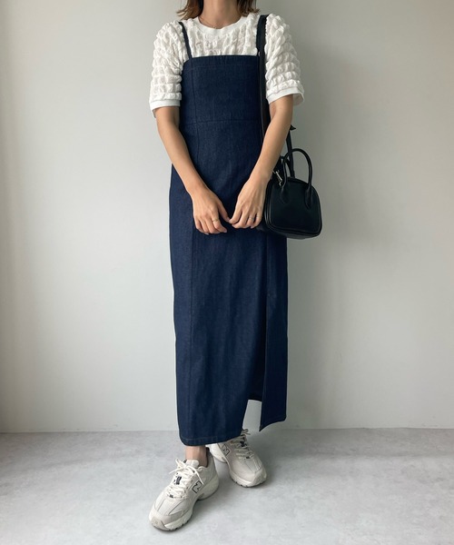 LE MORE（リモア）の「デニムキャミワンピ（ワンピース・レディース・ネイビー/ブラック/アイボリー・FREE）」の22枚目の写真