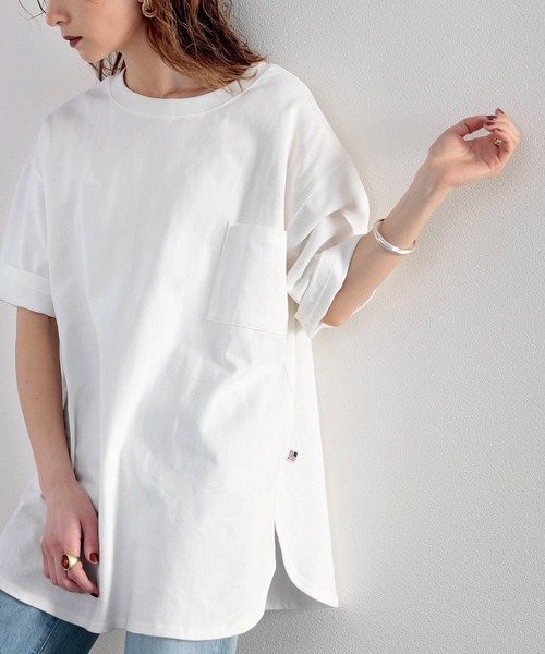 classicalelf(クラシカルエルフ)の「綿100%、USAコットン裾ラウンドビッグシルエットTee(Tシャツ/カットソー・メンズ・ホワイト/ブラック/ブルー・MEDIUM/LARGE/X-LARGE)」の8枚目の写真