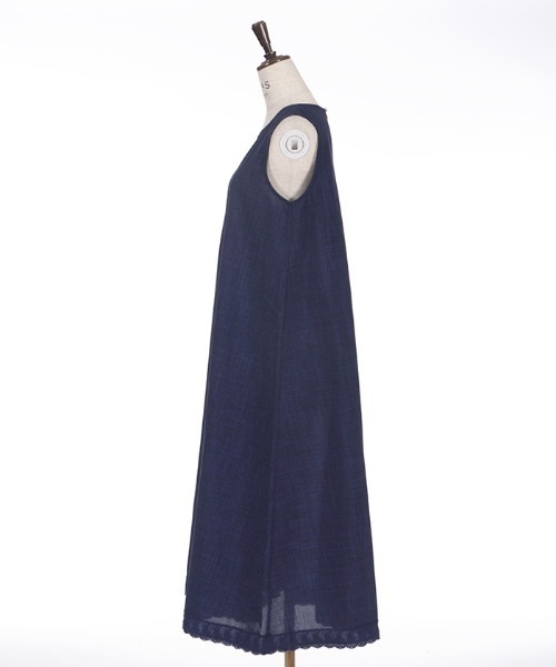 axes femme(アクシーズファム)の「麻調ピンタックAラインワンピース(ワンピース・レディース・グレイッシュベージュ/サックスブルー/ネイビー・FREE)」の14枚目の写真